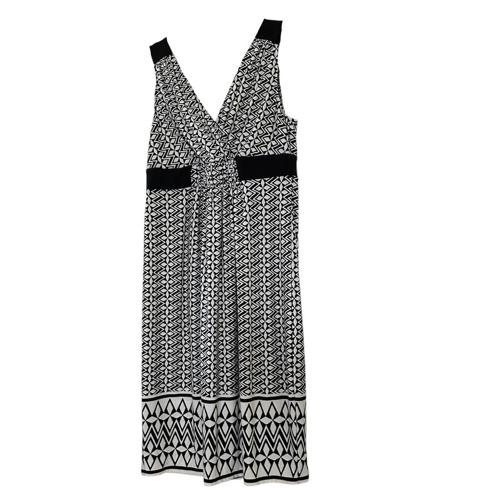 London Style Stretchy Summer Dress Office 10 black white geometric comfort soft